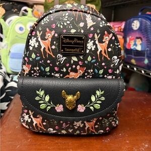 Loungefly Disney Parks Bambi Floral Black Mini Backpack